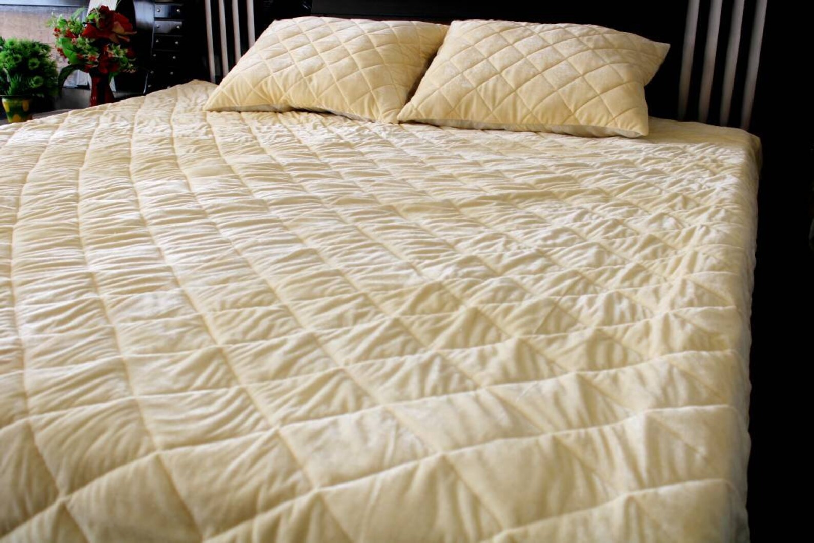 Cream Velvet Quilt Queen Quilt Velvet Comforter Cream King Etsy