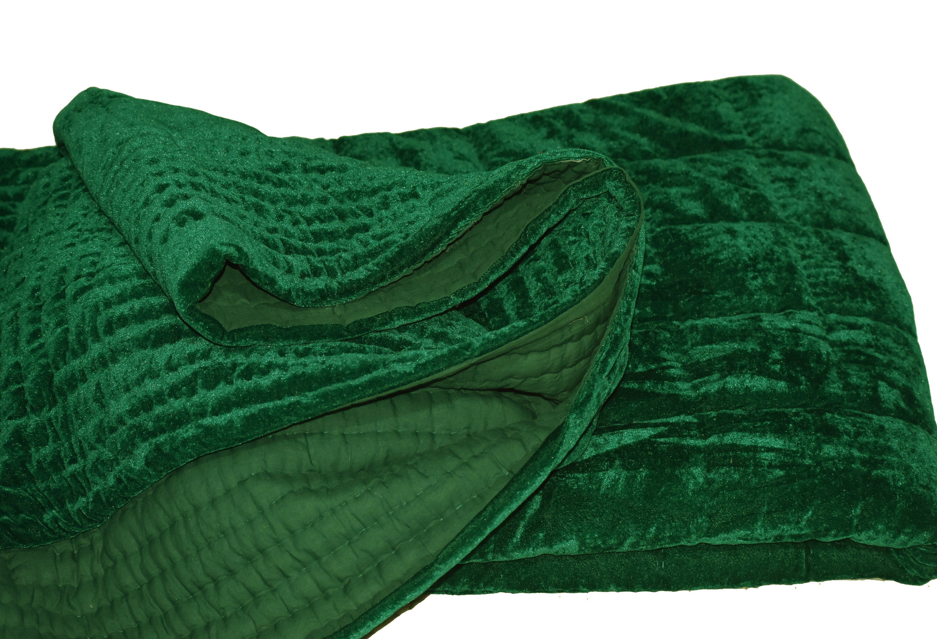 Emerald Green Velvet Quilt Velvet and Cotton Quilt Emerald Etsy