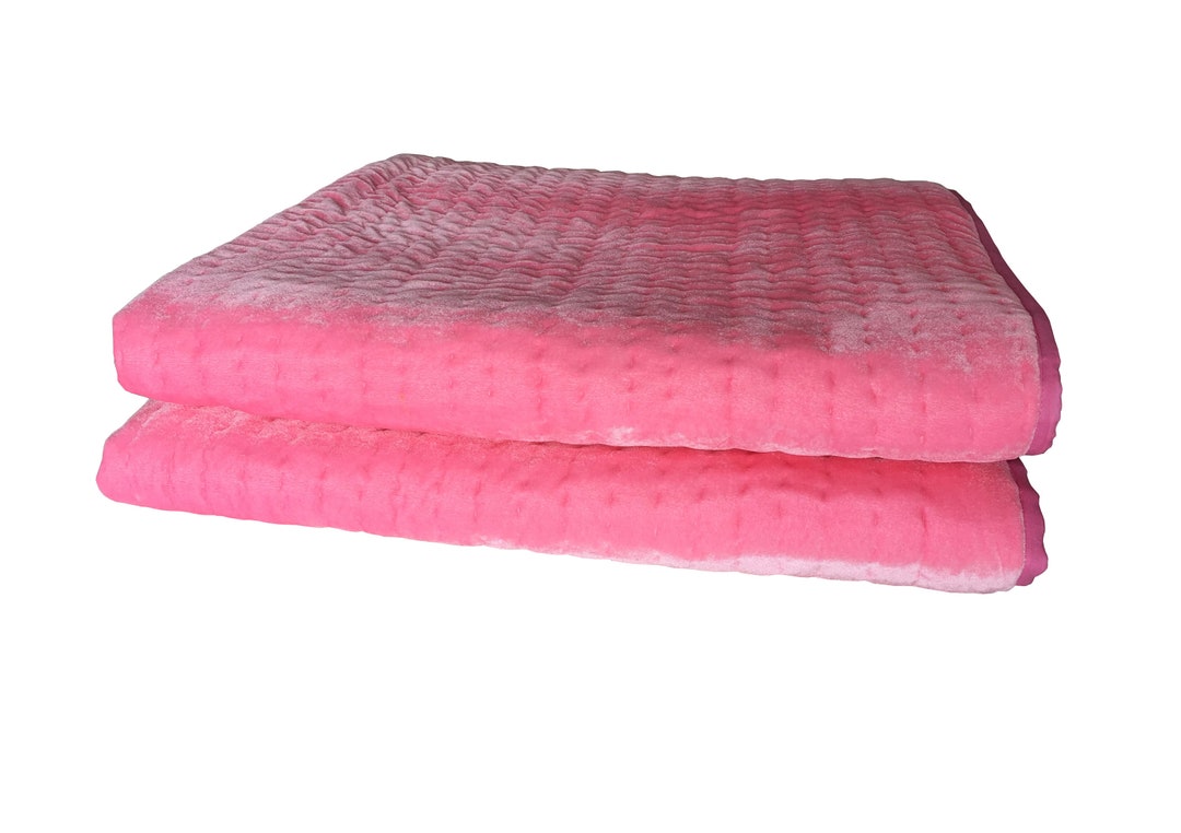 Baby Pink Velvet Quilt Velvet Blanket Queen Quilt Throw Baby Pink