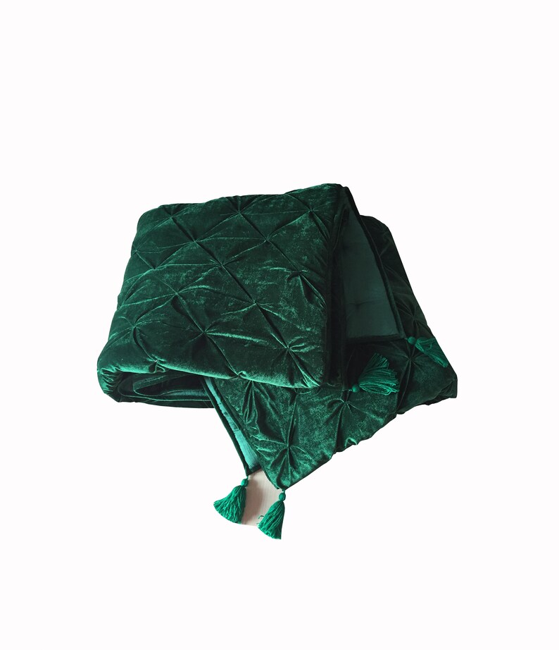 Emerald Green Velvet Quilt Velvet Blanket Queen Quilt Throw Etsy