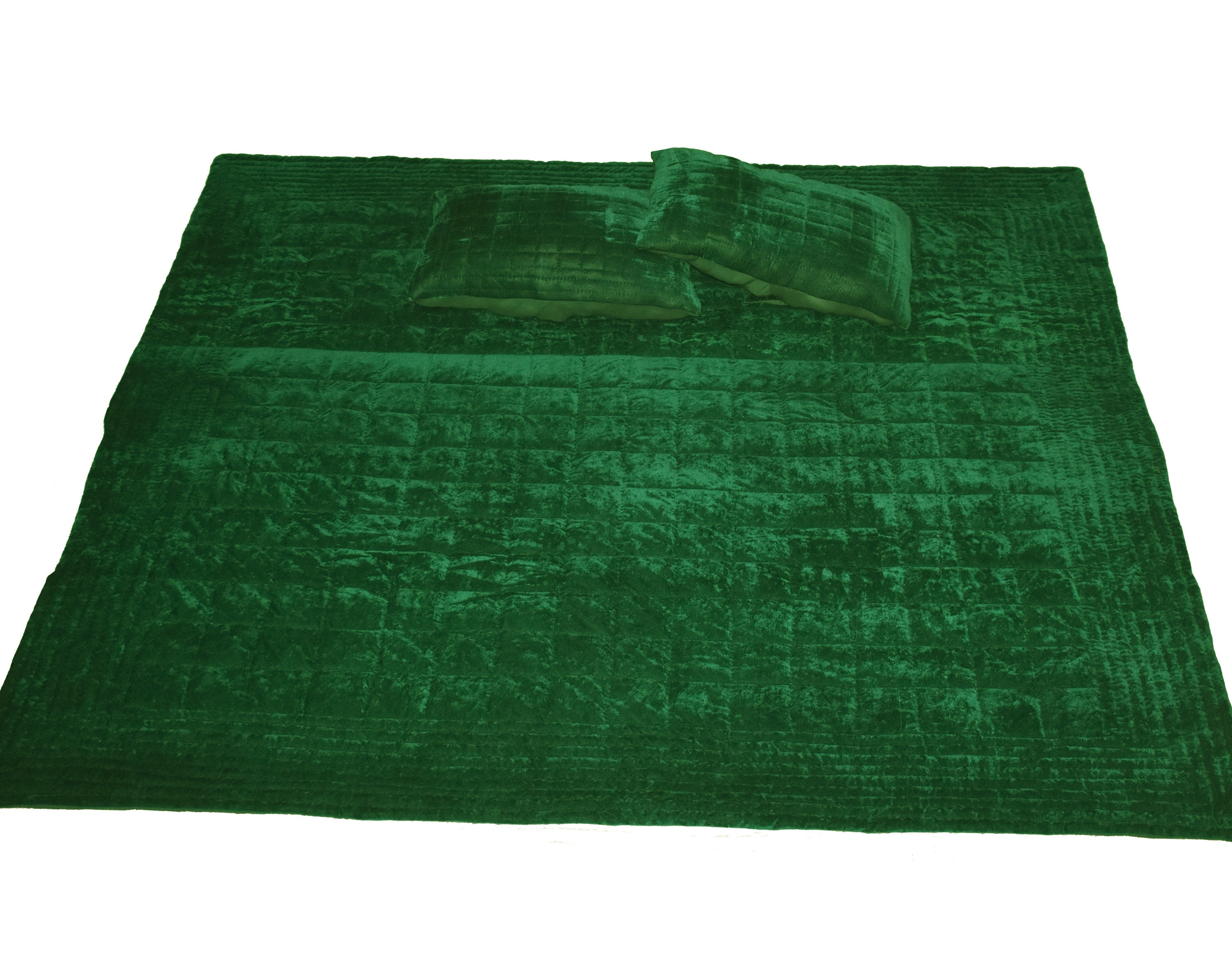 Emerald Green Velvet Quilt Velvet and Cotton Quilt Emerald Etsy