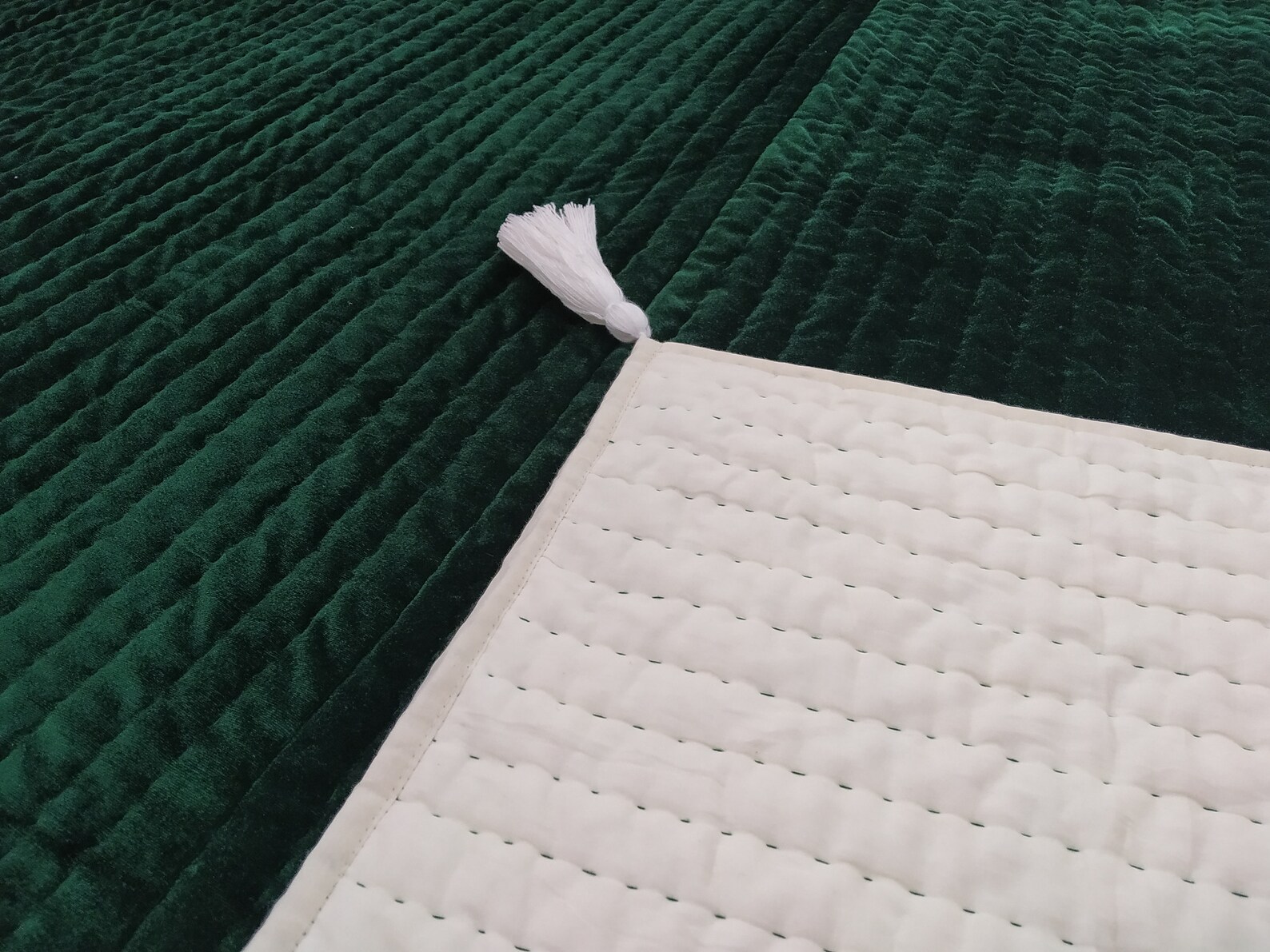 Emerald Green Quilted Bedspread Soft Velvet Throw Queen Quilt Etsy