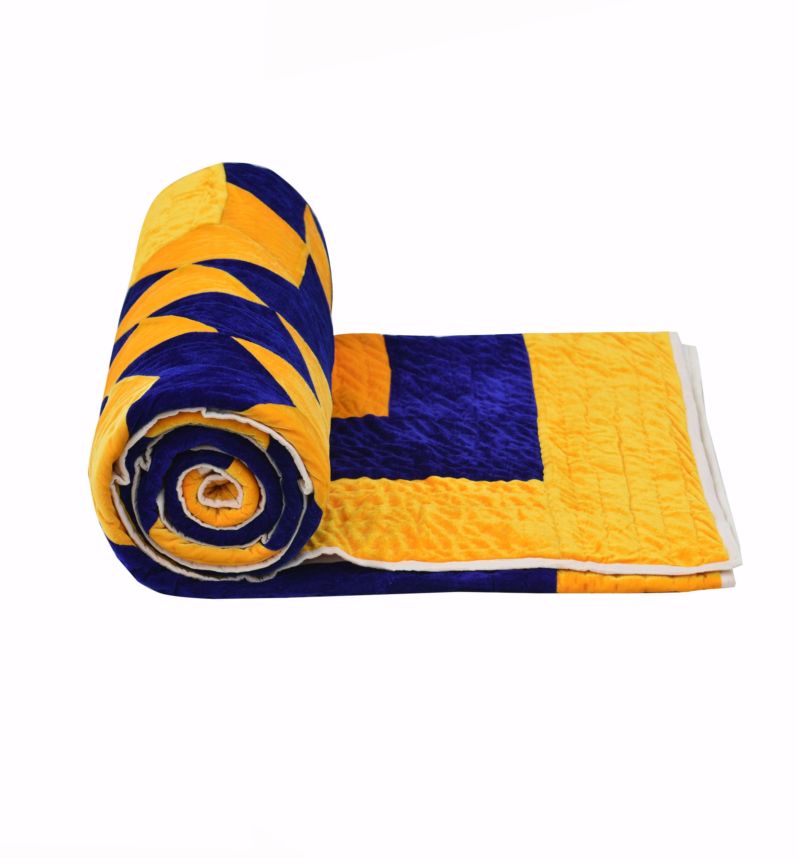 Velvet Lone Star Quilt Handmade Antique Quilt Yellow Blue Etsy