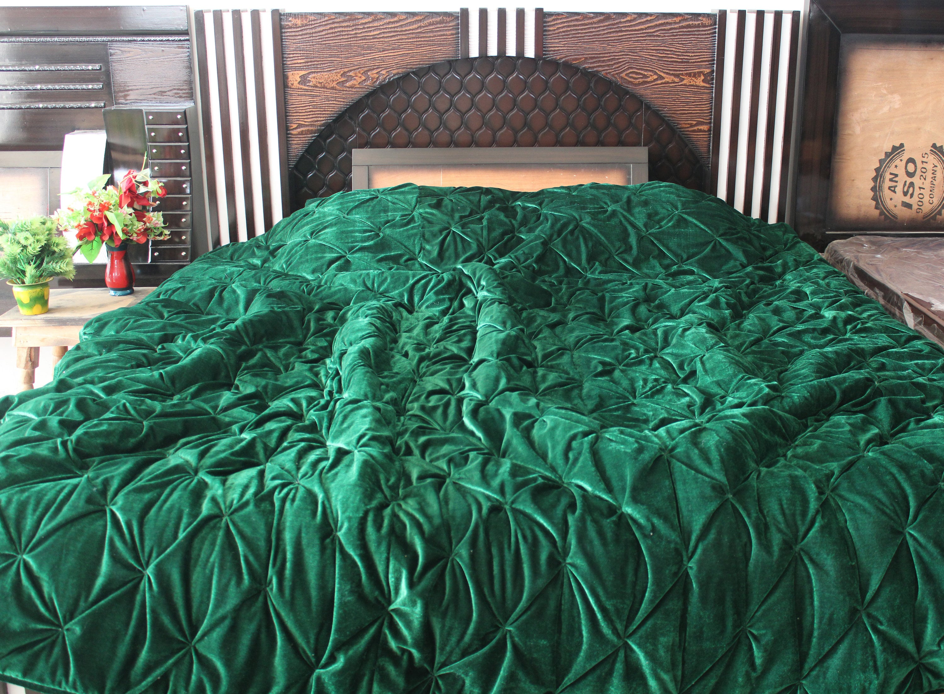 Emerald Green Velvet Quilt Emerald Green Luxury Comforter Etsy