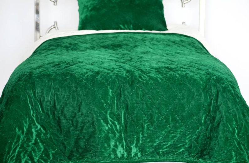 Emerald Green Velvet Quilt Velvet Comforter Green King Size Etsy