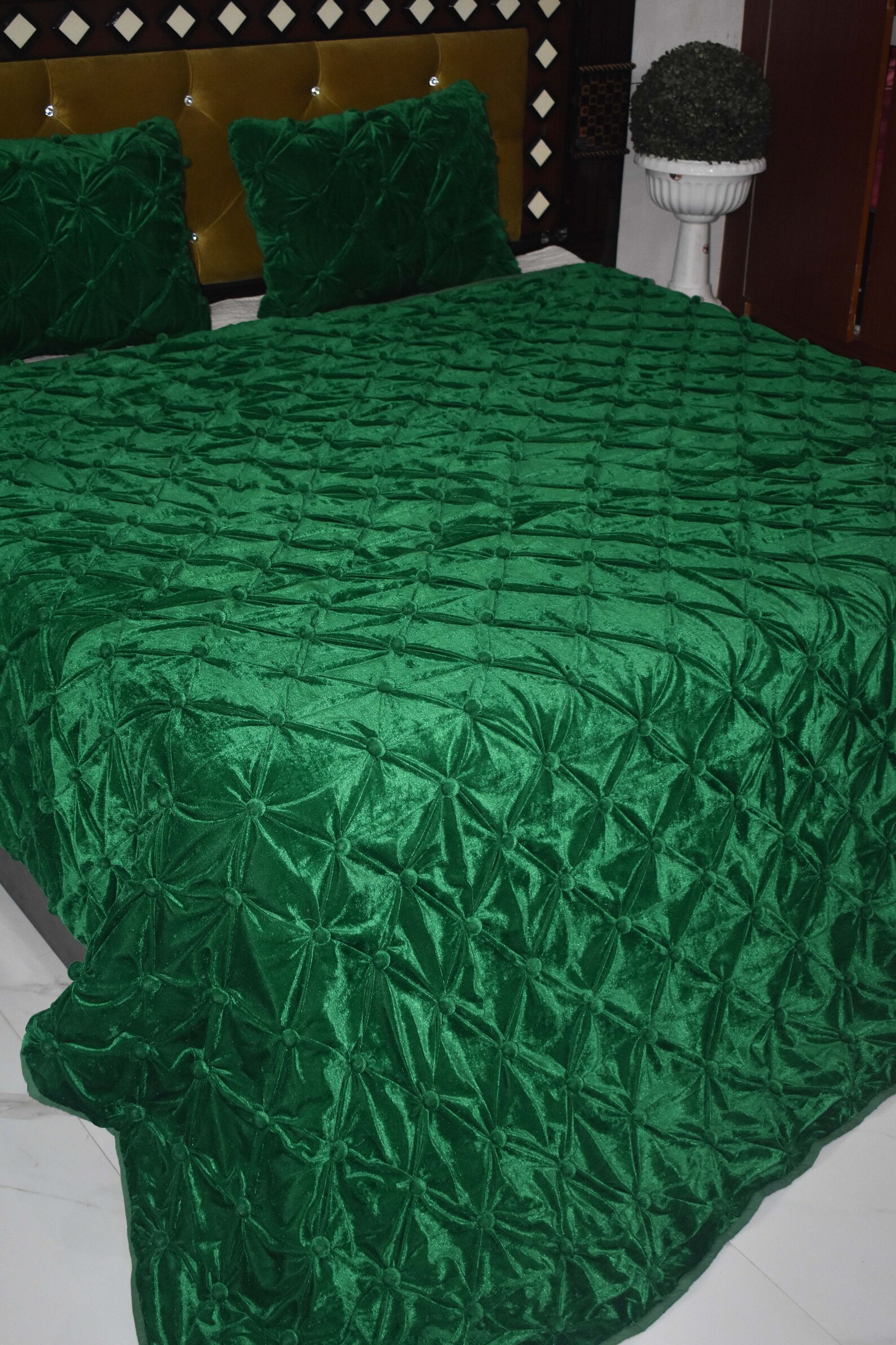 Emerald Green Velvet Quilt Velvet Comforter Queen Quilt King Etsy