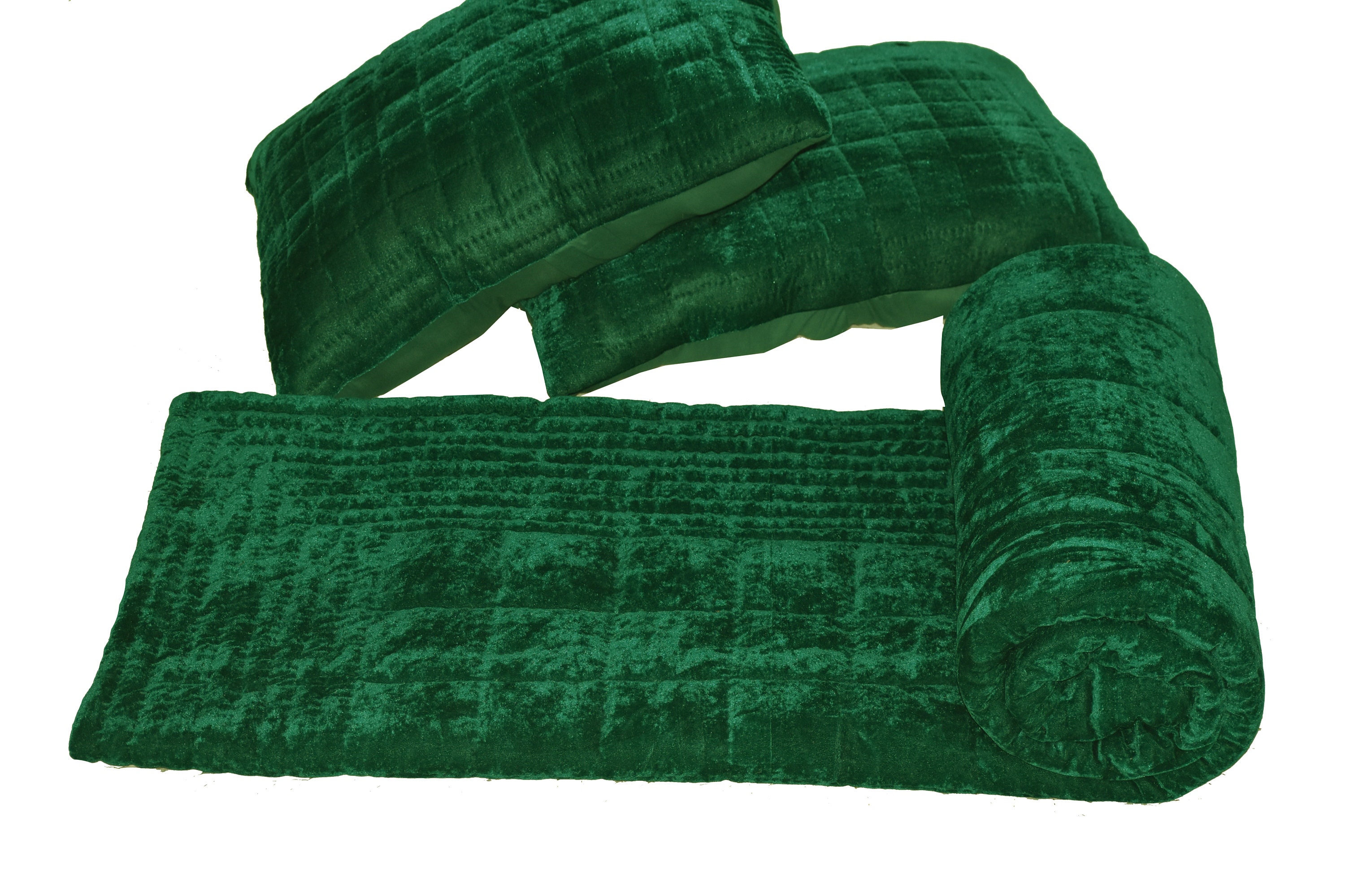 Emerald Green Velvet Quilt Velvet and Cotton Quilt Emerald Etsy