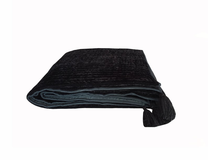 Black Velvet Quilt Queen Quilt Velvet Comforter Black King Etsy