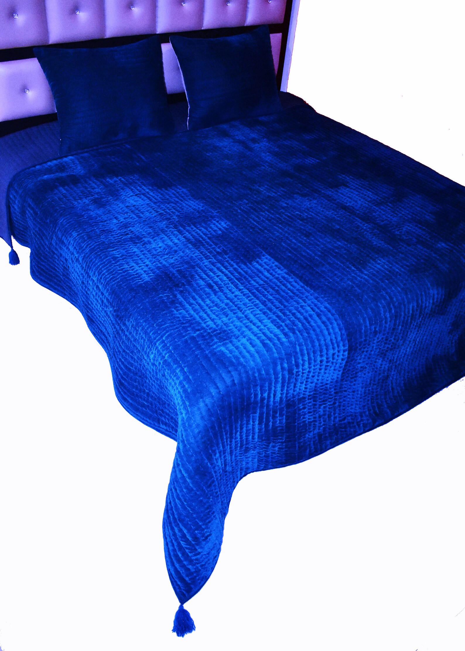 Royal Blue Velvet Quilt Velvet and Cotton Quilt Royal Blue Etsy