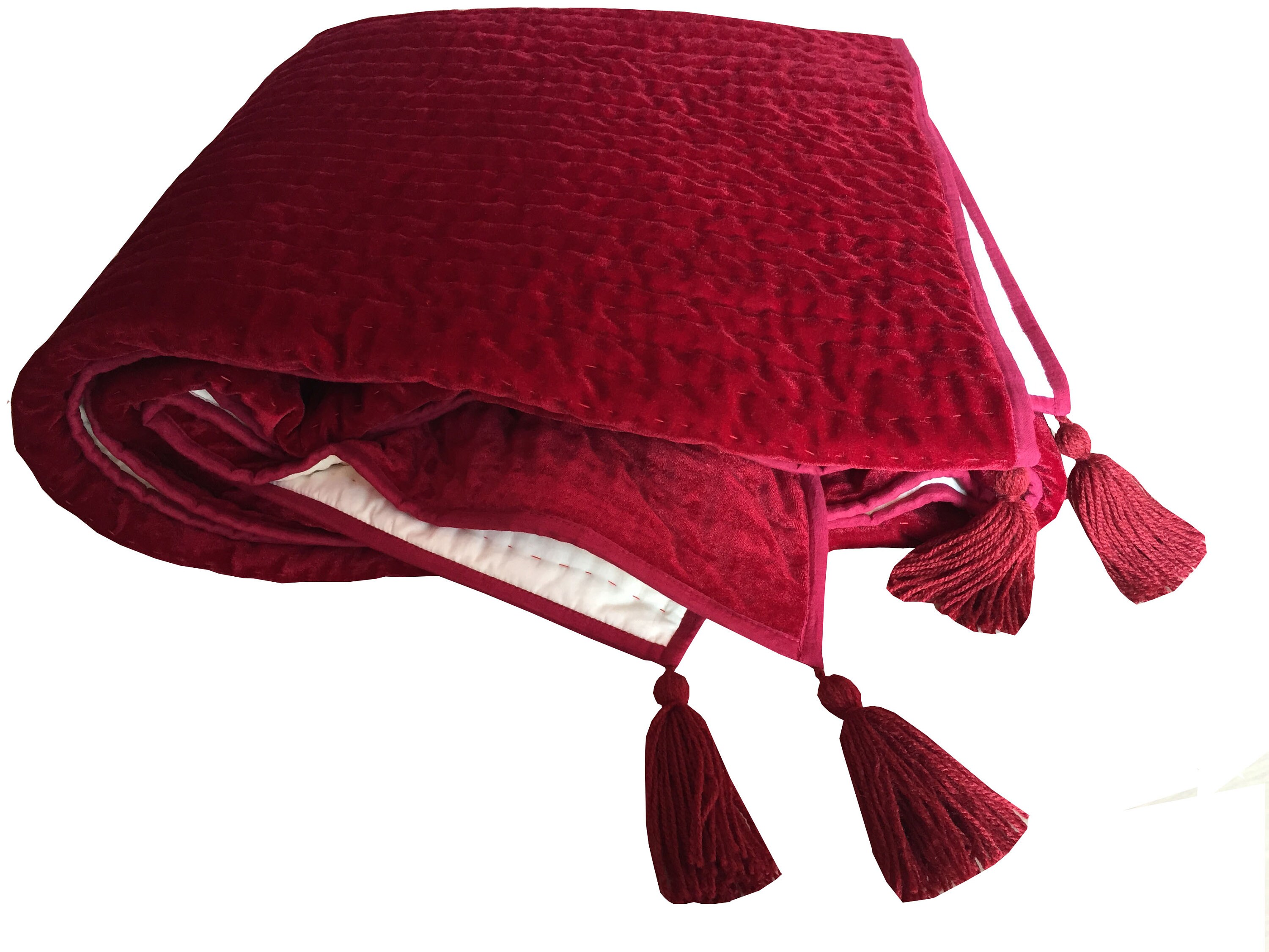 Deep Red Quilt Valentines Gift Deep Red Velvet Cotton Quilt Etsy