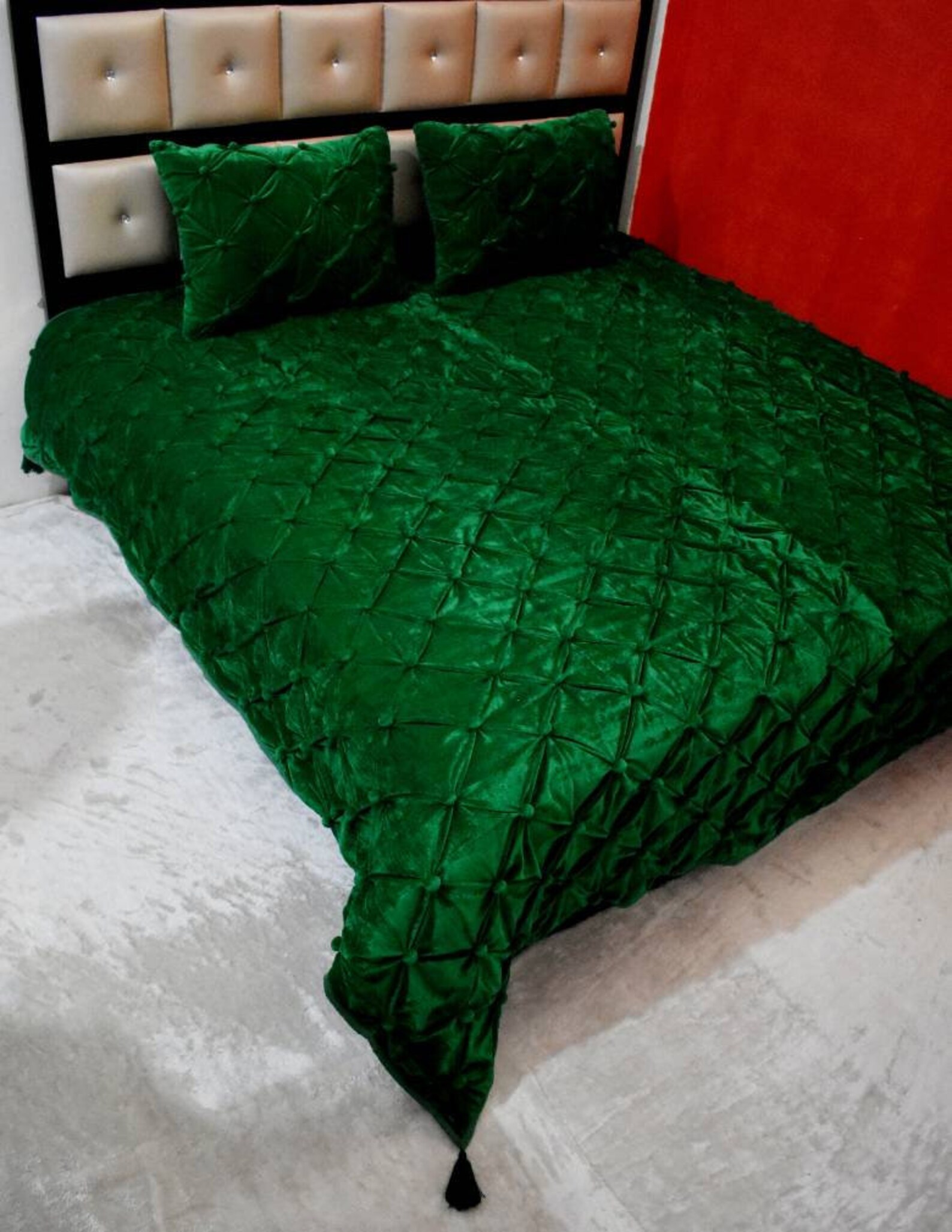 Emerald Green Velvet Quilt King Velvet Quilted Throw Velvet Etsy