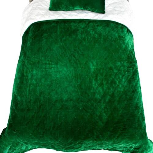Emerald Green Velvet Quilt Comforter Blanket Bedspread King Etsy