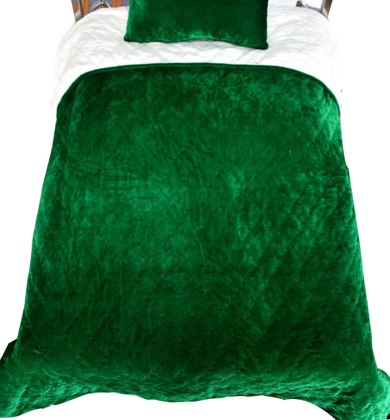 Emerald Green Velvet Quilt Velvet Comforter Green King Size Etsy