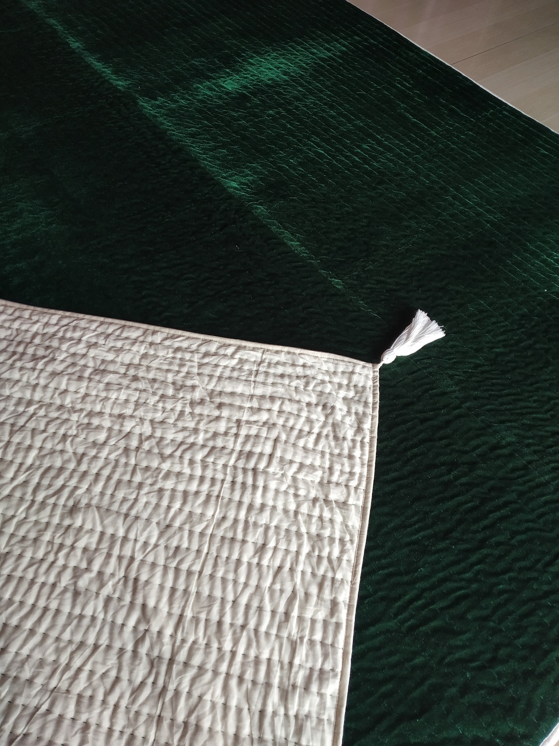 Emerald Green Quilted Bedspread Soft Velvet Throw Queen Quilt Etsy