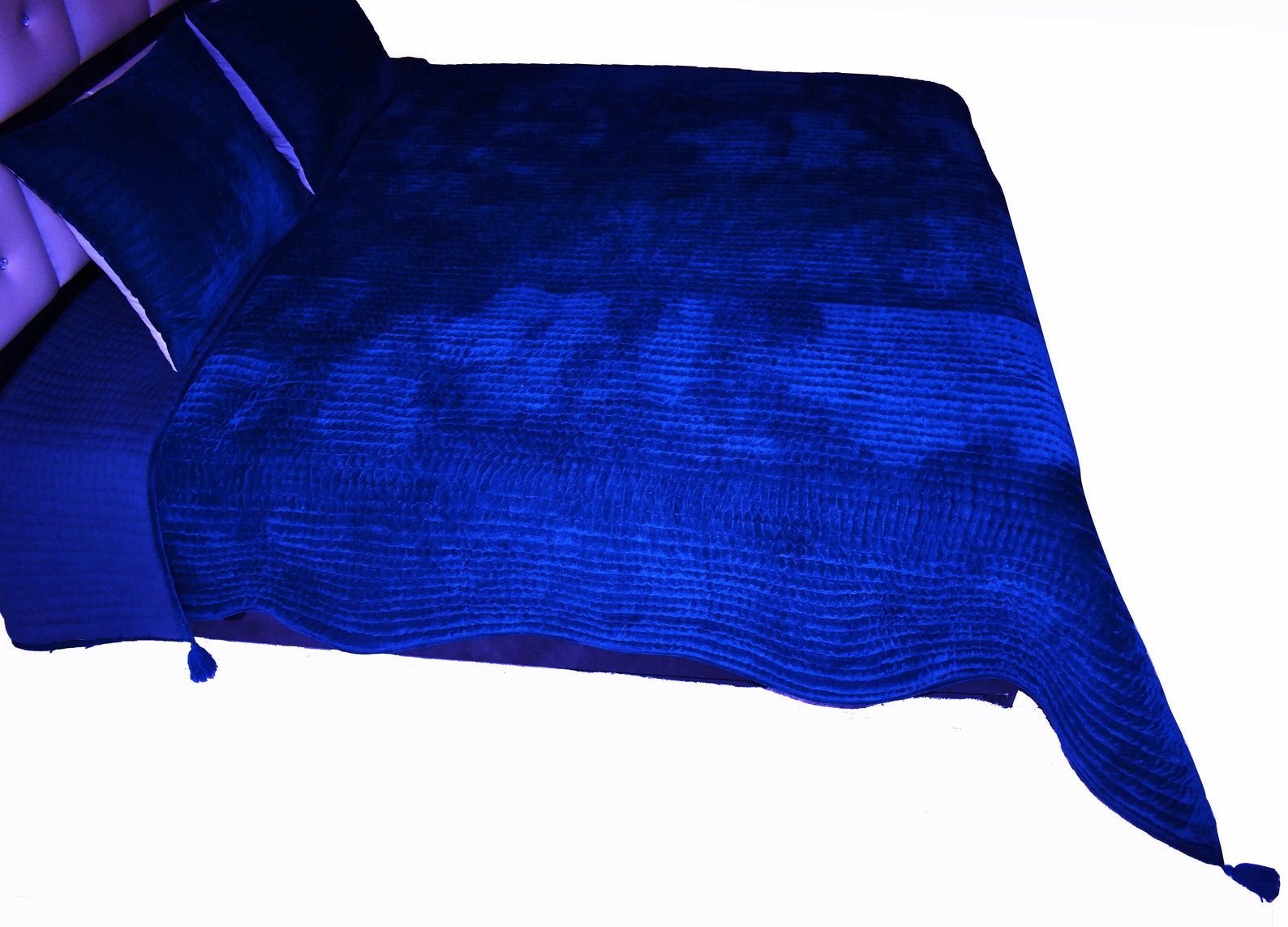 Royal Blue Velvet Quilt Velvet and Cotton Quilt Royal Blue Etsy