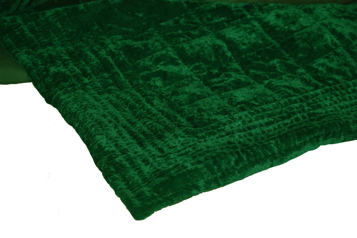 Emerald Green Velvet Quilt Velvet and Cotton Quilt Emerald Etsy