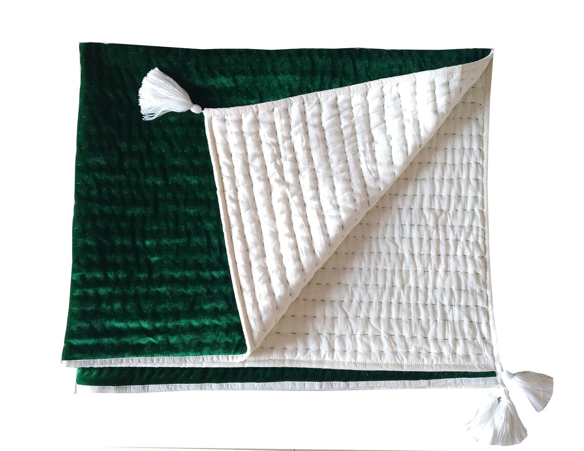 Emerald Green Quilt Emerald Green Velvet Quilt Wedding and Etsy