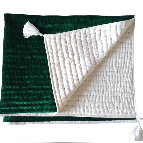 Emerald Green Velvet Quilt Velvet Blanket Queen Quilt Throw Etsy