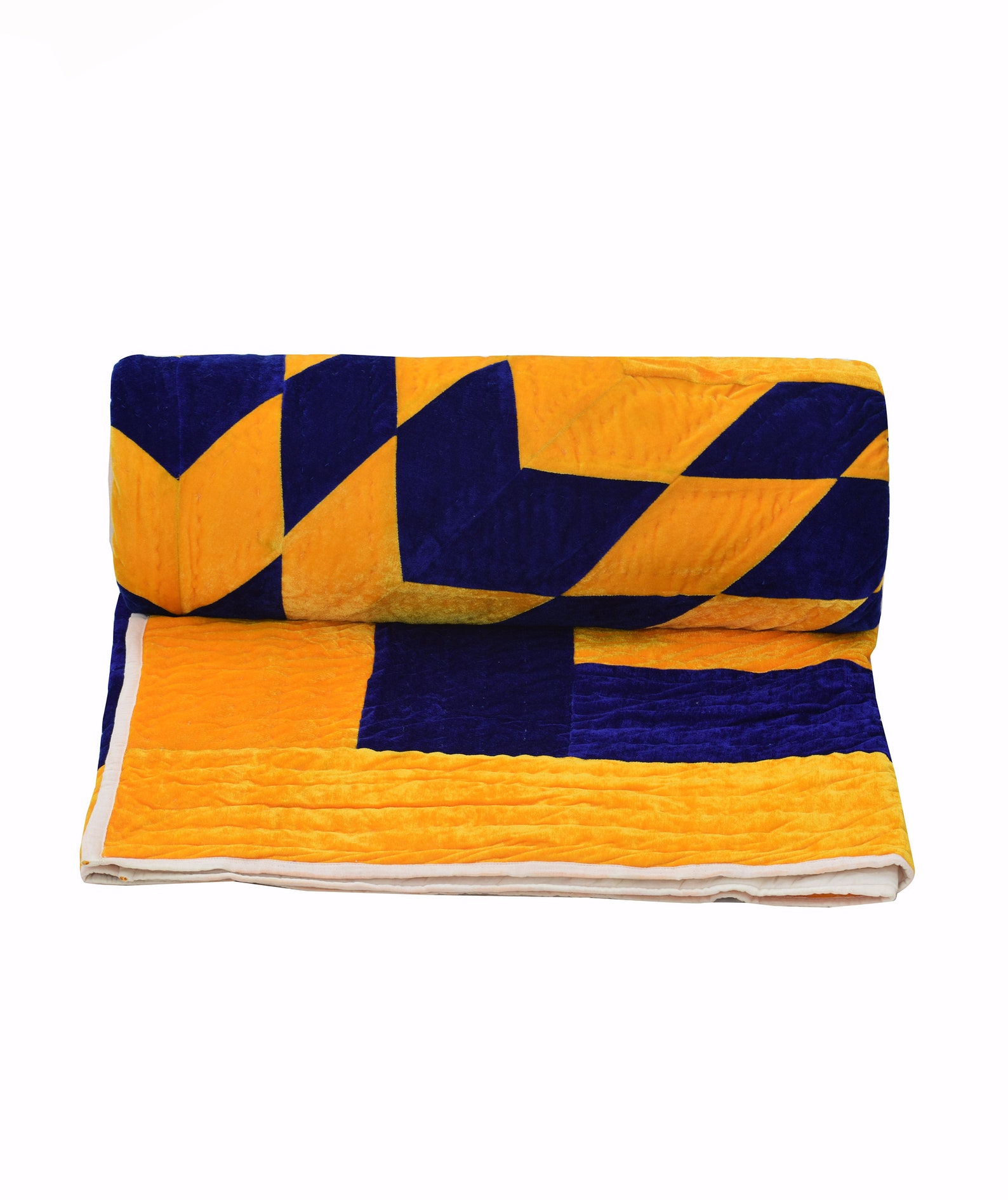 Velvet Lone Star Quilt Handmade Antique Quilt Yellow Blue Etsy