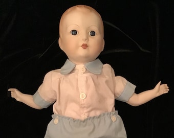 Vintage Alresford Crafts England Baby Boy Bisque Doll Rare 16.5”
