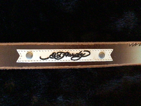 Y2K Vintage Ed Hardy Leather belt Soaring Eagles … - image 8