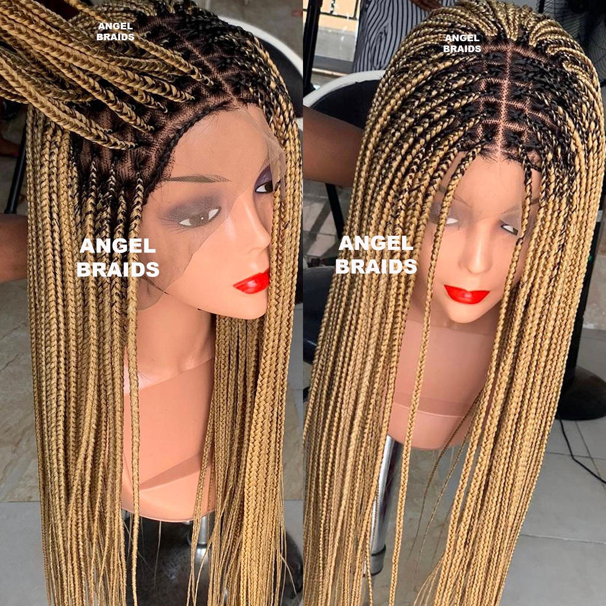 Knotless Braid Wig Lace Front Braided Wig Wigs for Black Etsy