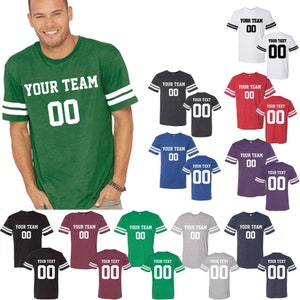 Personalized Jersey Mens FOOTBALL CUSTOMIZED Team Shirt COTTON Front Back Name and Number Custom Text Number, Lightweight jersey