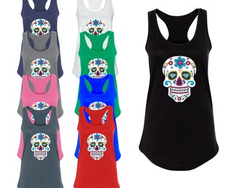 Sugar Skull TANK TOP pour WOMEN Shirt Day of the Dead Mexican Celebration Lady Tank TopSkull Tee Women TankTop Skull, Unisex fit tank