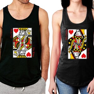 Rey Reina jugando CARDS y cartas de póquer / Unisex Adult Couple Matching, Unisex TANK Top, Valentines Funny Love Couple Tank Top Tee