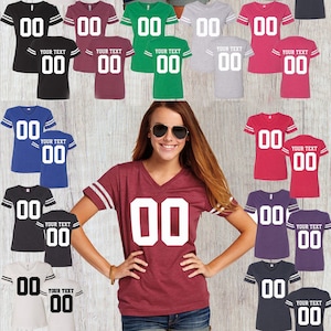 Custom Personalized Football Printed Short Sleeve Tshirt tee Jersey Team Adult Women Super Bowl Jersey Own Team Jersey Name Number BIG Shirt