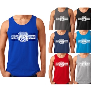 WEISS Route 66 | Mann ärmellose TANK TOP, Route us 66 Holen Sie sich Ihren Kick Mens Multi Farben Tee Tank Top, weiche und leichte Tank