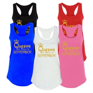 Queens Are Born In SEPTEMBER GOLD Sleeve less Printed Tank Top tee Lady Best Birthday Tee Tank Top Logo Queen Tank Top, Crazy Cool tank