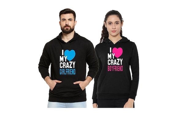 Couple Matching Hoodies - I Love My Crazy Boyfriend & Girlfriend