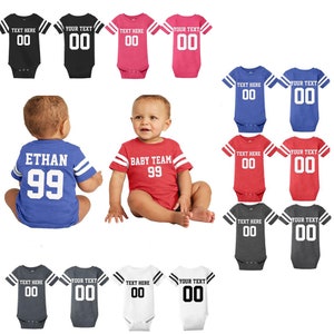 Customized Newborn Personalized Football Jersey Bodysuit with Name & Number Custom Kids Jersey T-Shirt, Soft, Comfortable  Perfect Gift