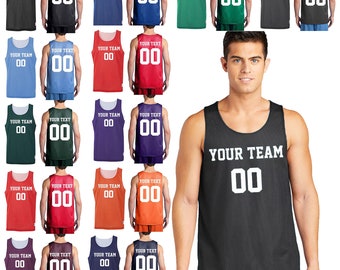 Customized Basketball Men Tank Top Adult Basketball Jersey Team Shirt Custom Jersey Name & Number Mesh Reversible Jersey Tank