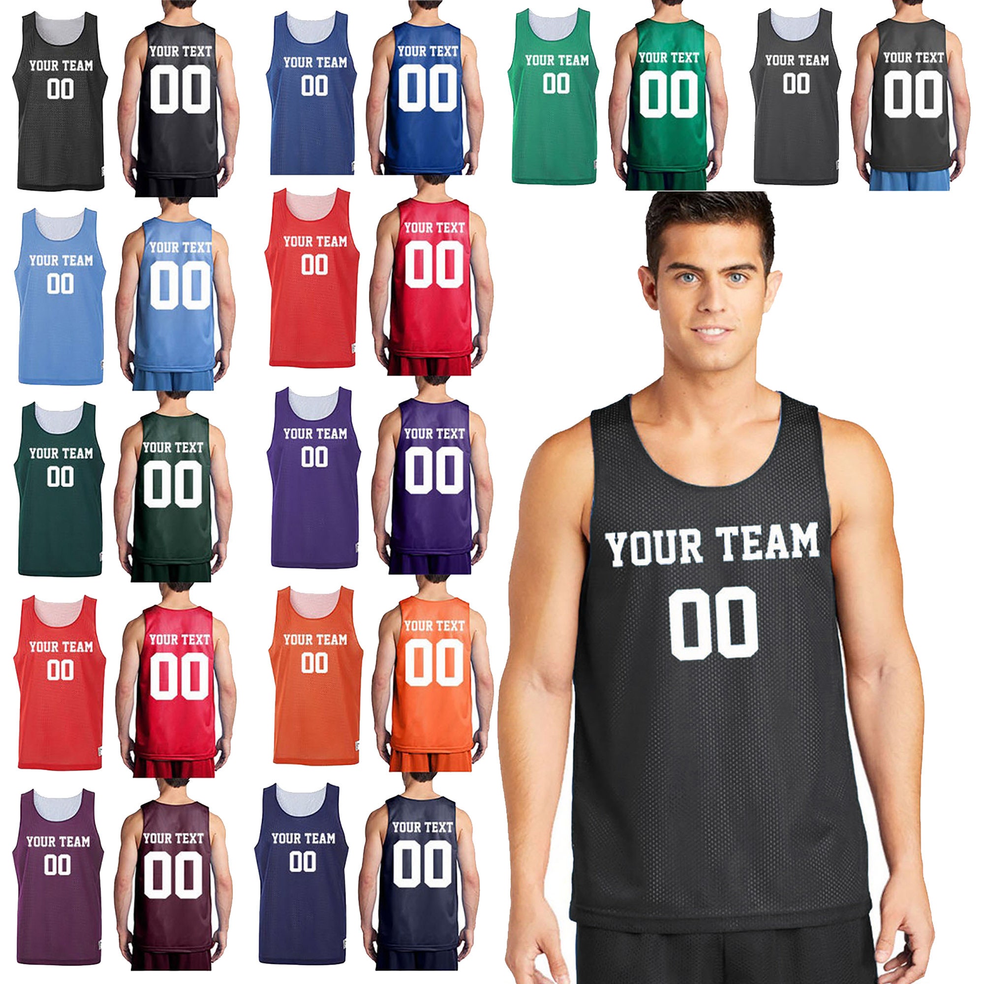TOPTIE Custom Basketball Jersey (Double Sides Name/Number) Reversible Mesh  Tank Top Scrimmage Jersey 