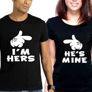 I Am Hers He is Mine Cartoon Hand Unisex Couple Matching - Etsy