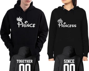 Prince Princess FASHION Unisex Couple Matching HOODIE Sweatshirt Prince Princess FASHION Couple Hoodies Matching Couple Tee Hoodies