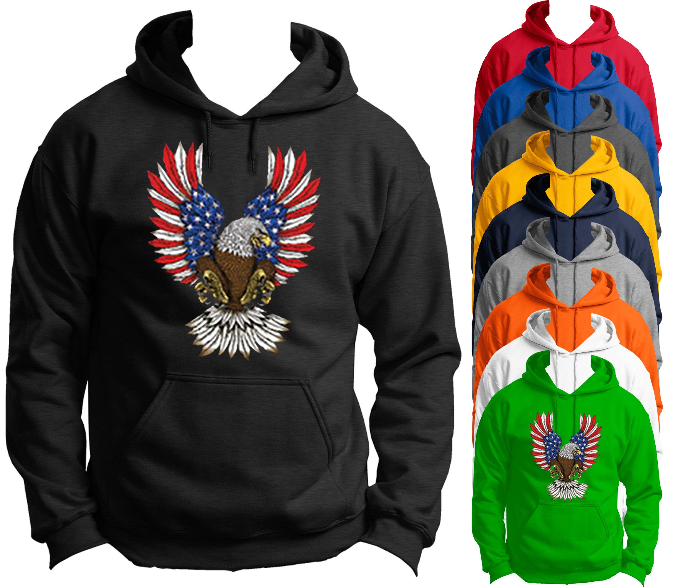 American Eagle Flag Printed Long Sleeve HOODIE Tee