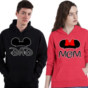 DAD MOM Cartoon Ears | Unisex Hoodie Couple Cartoon Mouse Dad Mom Hoodies, Soft and Lightweight hoodie, Pullover hoodie