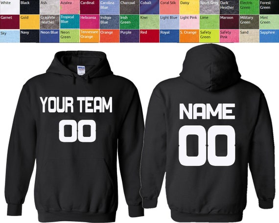 Customized Personalize Team Number UNISEX Printed HOODIE Long Sleeve Sweatshirt Tee Name Number Text Custom Unisex Fit Hoodie Etsy