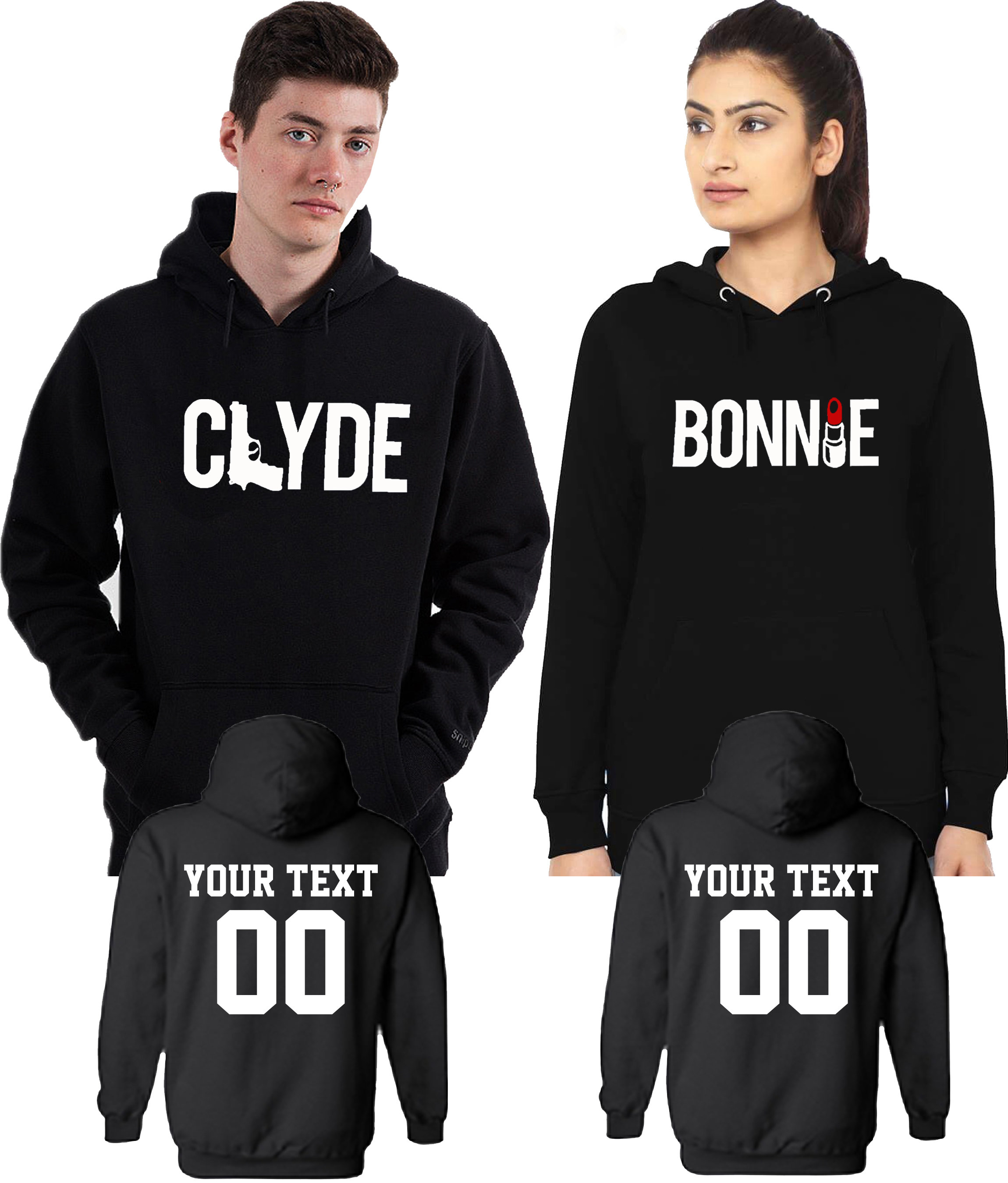 Bonnie and clyde deals hoodies for couples