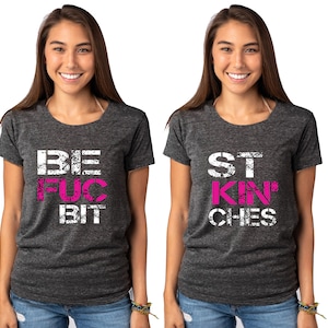 Best Fuckin Bitches Unisex Couple BFB T-shirt Tee Charcoal Color S-3XL, Pullover shirt, Soft and Lightweight shirt, Gift for Him
