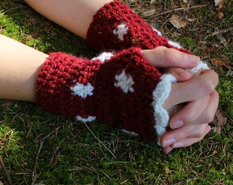 Fly agaric wrist warmers