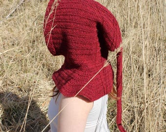 Patrón de crochet para capucha medieval de liripipe