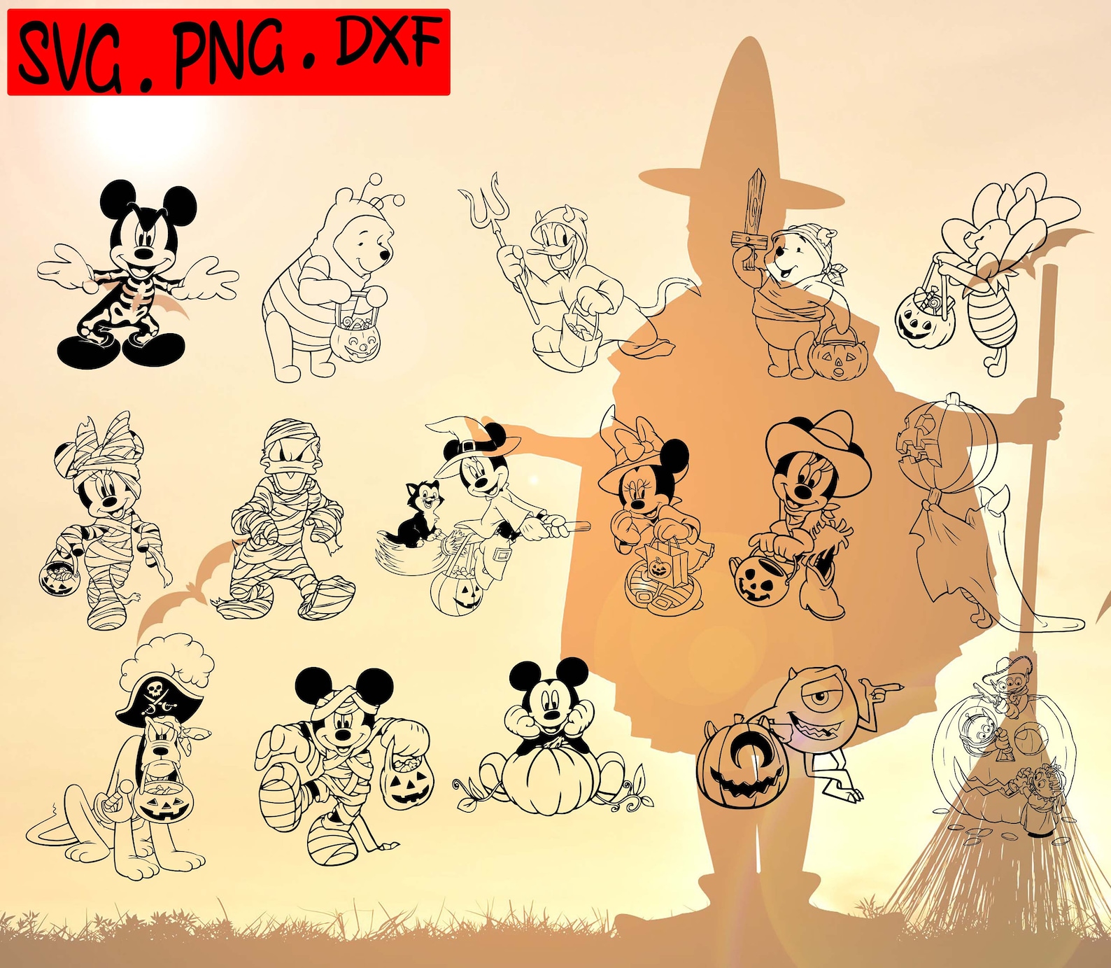 Disney Halloween svg/png/dxf Silhouette Clipart svg Cut | Etsy