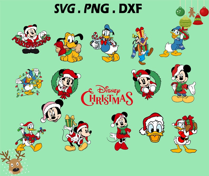 Download Disney Navidad svg/png/dxf Silhouette Clipart svg Cut | Etsy
