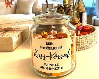 Aufkleber mit Botschaften für 63 Ferrero Küsschen | Küsschen nicht im Set | inkl. Etikett für Gefäß | Netti Li Jae®