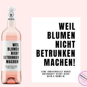 Geburtstag, Umzug, Rente, Abschied | Weinetikett personalisiert | Wein Etikett Blumen | für Frau und Mann | Netti Li Jae®