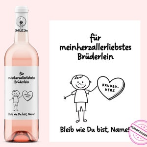 Corazón de hermano | Etiqueta de vino personalizada | hermano favorito | Regalo para hermanos| Netti Li Jae®